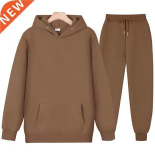 Men's Tracksuit Women Solid Color Long Sleeve Hooded