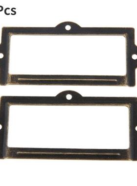 10Pcs Antique Brass Handle w/ Screws 90*42mm Label Pull Fram