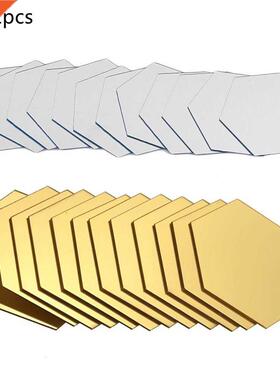 12pcs Self Adhesive Reflective Hexagon Shape Stereo Mirror W