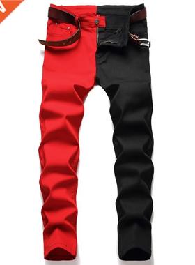 Original Design New Elastic Jeans Men's Patchwork Jeans Pant