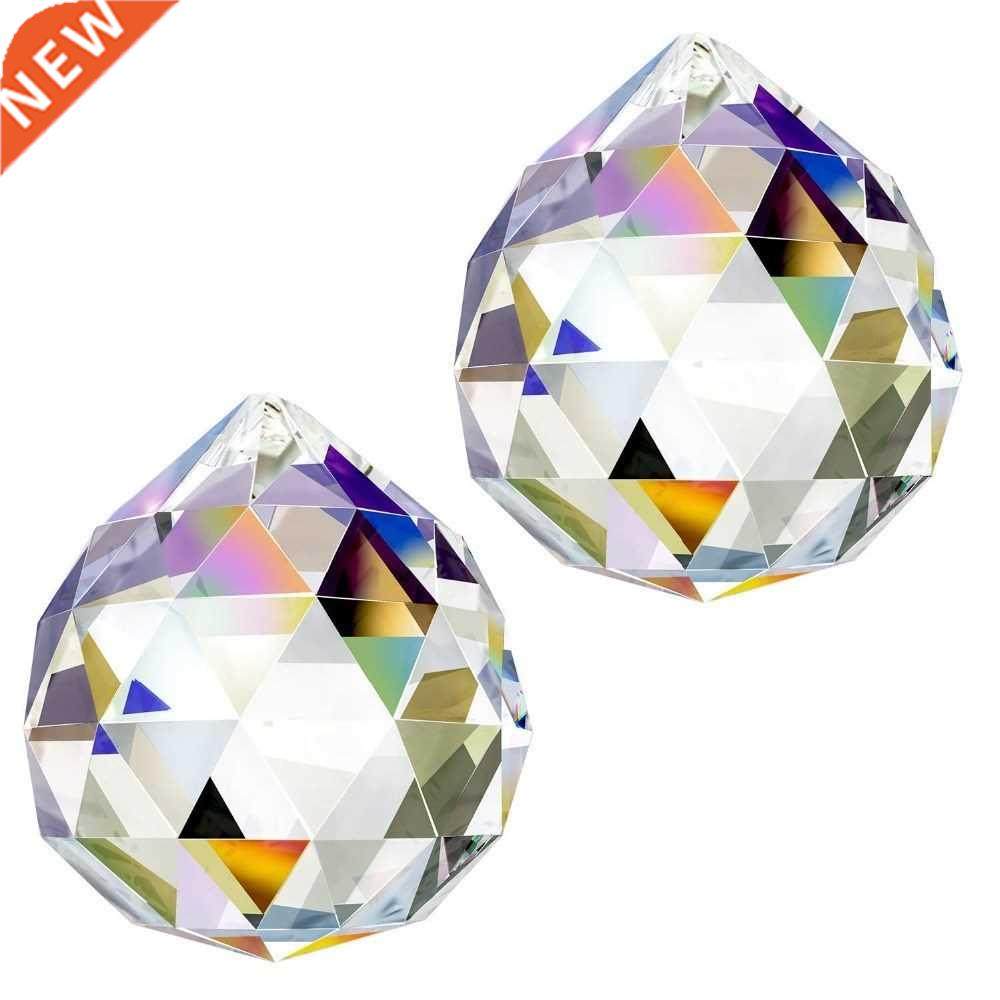 hd 2pcs clear crystal suncatcher for window/garden - hanging
