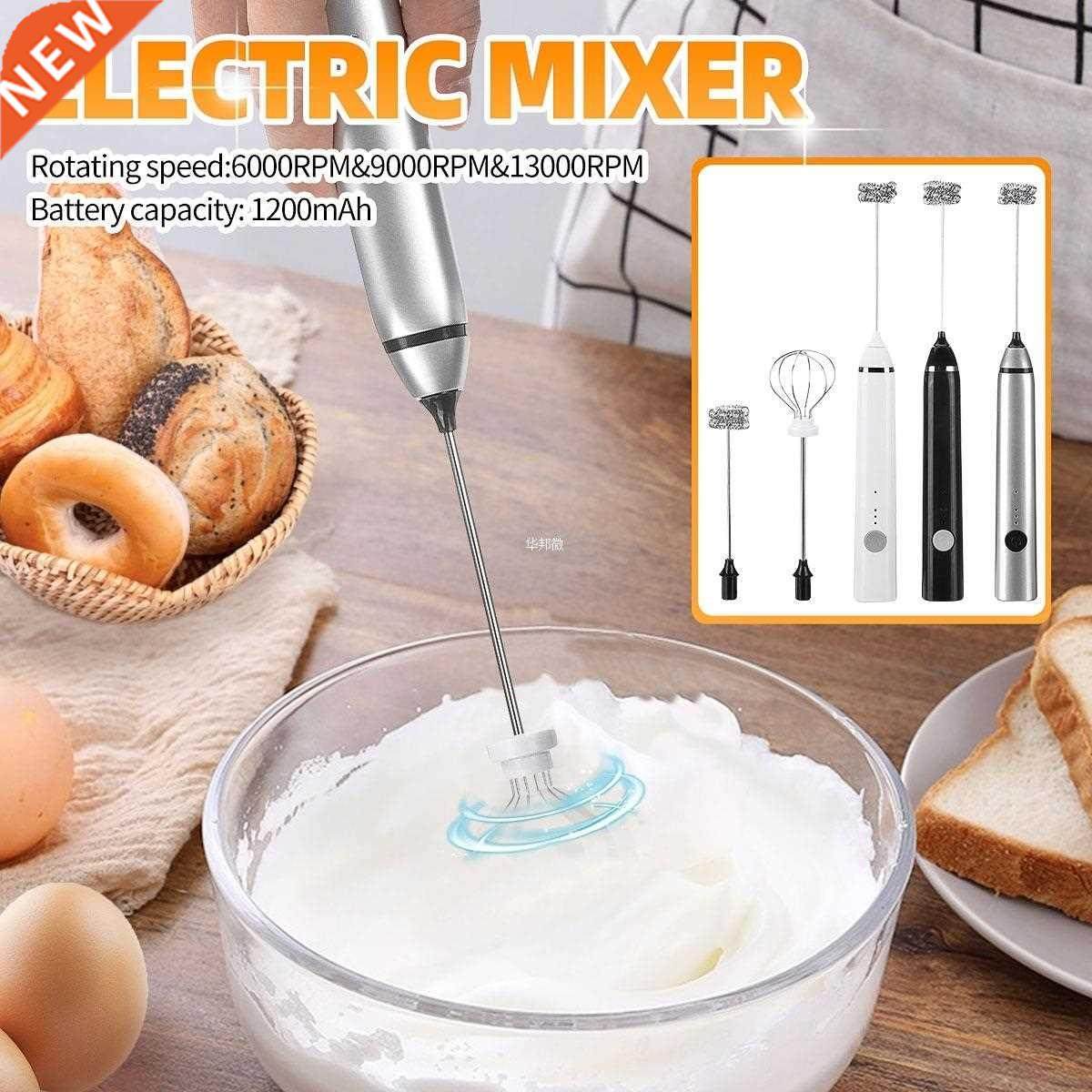 Rechargeable Electric Milk Frother With 2 Whisk Adjustable B