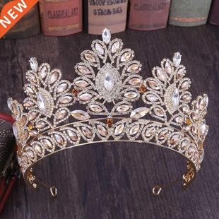 Tiaras Wedding Women Baroque Brides Crystal for Big Crown