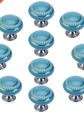 10 PCS Round Ceramic Door Knob Retro Simple Style Cabinet Kn