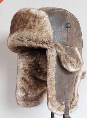 Bomber Hats Winter Men Warm Russian Ushanka Hat with Ear Fla