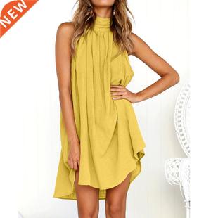 Halter Holiday Irregular Womens Dress Dresses each Summer