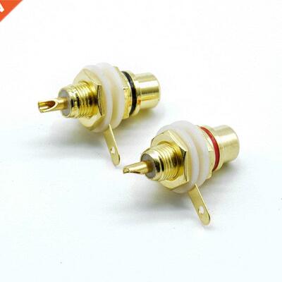 4pcs/2Pairs red+black RCA Female Socket Connector Chassis Pa