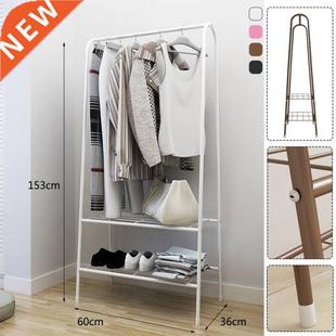 Floor Shelf Stand Metal Wheels Rack with Multifunction Coat