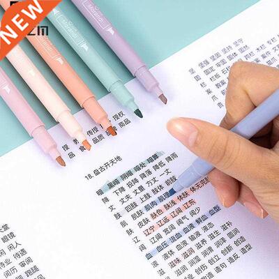 6pcs/set Double Tip Highlighter Pens Kawaii Candy Color Ma