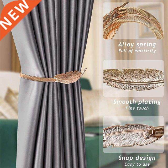 4 Pack Curtain Tiebacks,Simple Leaves Curtain Clip Spring So