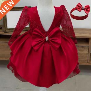 Toddler Baby Girls Red Birthday Princess Dresses Kids Autumn