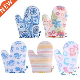 Non Slip Silicone Oven Mitts with Cotton Lining Hook Holes D