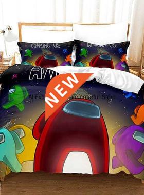 Cartoon A mong Us Game Duvet Cover Set With Pillowcases Bedd