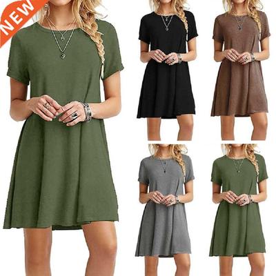 Casual Boho Beach Dresses Womens O-Neck Party Summer Dress