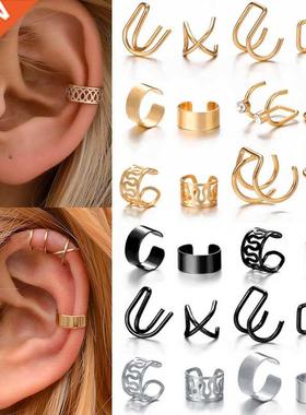12pcs Bohemian Gold Color Ear Cuffs Leaf Clip Earrings For W