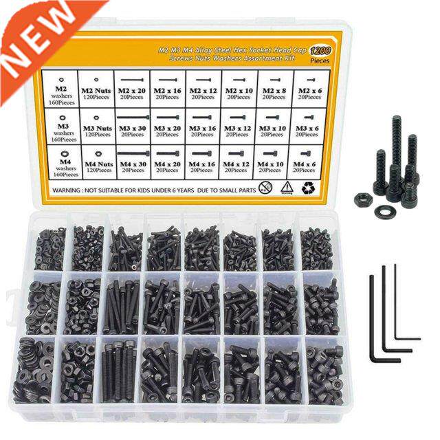 1200pcs/set Carbon steel Threaded Hex Screw Bolts and Nuts M