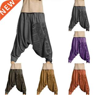 Harem Pants Hop Vintage Print Hip Men Crotch 2020 Drop