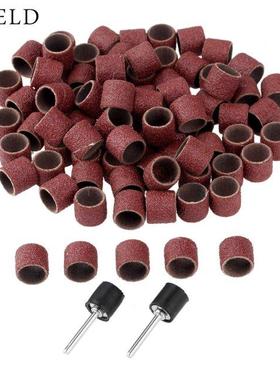 100Pcs 12.7mm 1/2 Drum Sanding Band Nail Drill Bits + 2Pcs