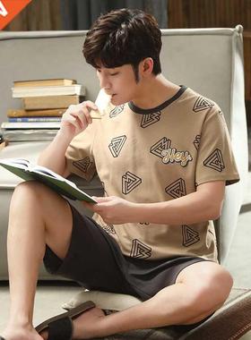 Summer men's pajamas short-sleeved knitted cotton Korean cas