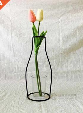 Faroot Iron Wall Hanging Shelf Glass Flower Vase Holder Home