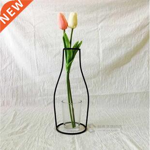 Faroot Iron Wall Hanging Shelf Glass Flower Vase Holder Home