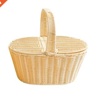 Rattan with Lid Picnic Storage Woven Camping Basket