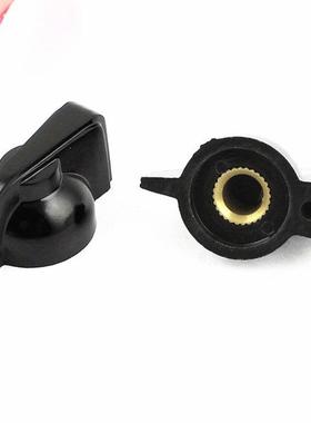2 x Black Plastic Rotary Switch Knobs Caps for 6mm Dia Shaft