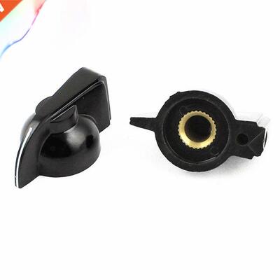 2 x Black Plastic Rotary Switch Knobs Caps for 6mm Dia Shaft