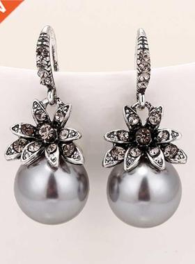 Fashion Imitation Pel Erings Inlaid Rhinestones Exquisit