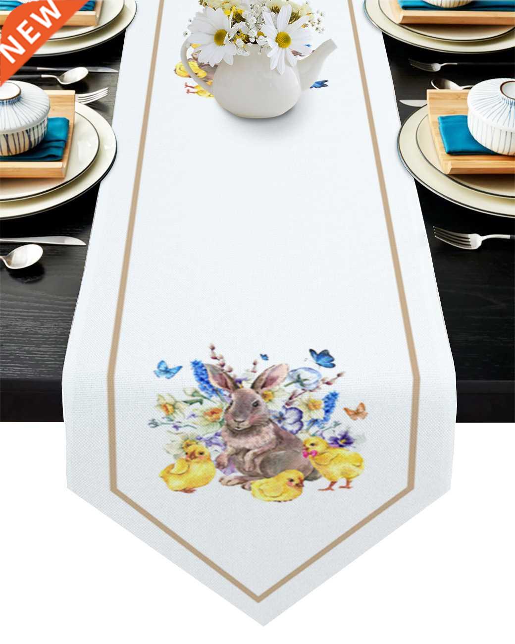 Spring Animal Bunny Chick Butterfly Flower Table Runners Mod