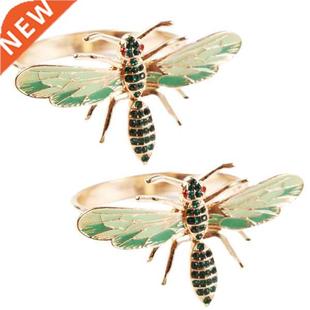 Napkin Buckle Ring MLGB Green Dragonfly Alloy 12Pcs