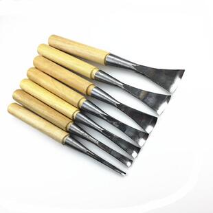 木雕工具打坯弧形木工雕刻刀正口圆刀里斜口圆弧刀磨好带把