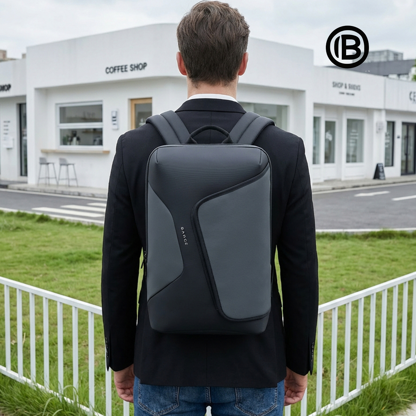 通勤商务双肩包班歌男女牛津纺