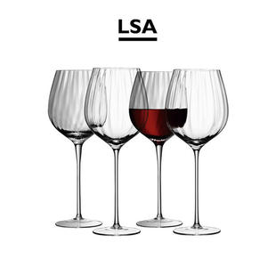 LSA酒杯Aurelia勃艮第红酒杯家用轻奢高档棱纹葡萄酒杯套装