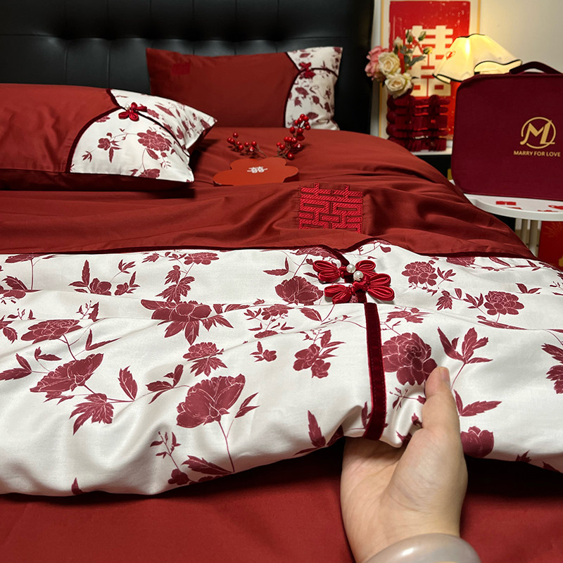 超划算!清仓新中式婚庆四件套全棉纯棉新婚结婚乔迁优雅床上用品