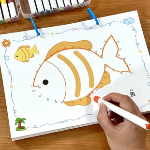 宝宝数字连线画专注力训练玩具幼儿童26个字母益智连点画图涂色书