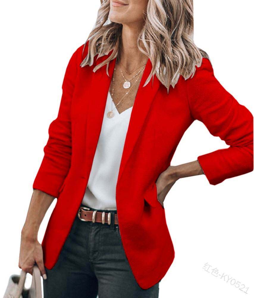 外贸纯色一粒扣英伦风欧美西装领上衣外套Women's suit jacke