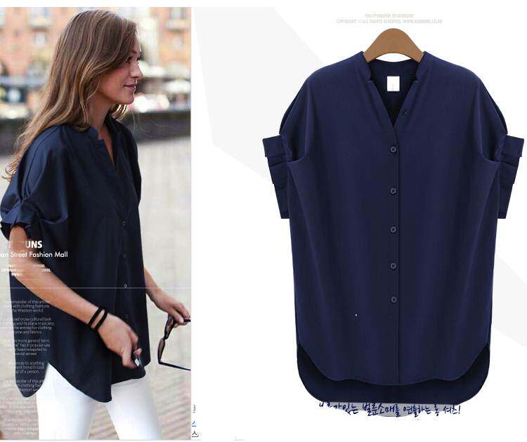 欧美风夏季新款大码女装胖mm宽松短袖衬衣A short sleeved shirt