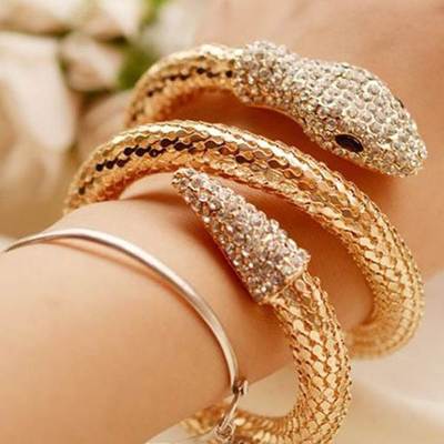 手饰蛇形手镯欧美朋克夸张多层满钻蛇手环臂镯Bracelet Trinkets