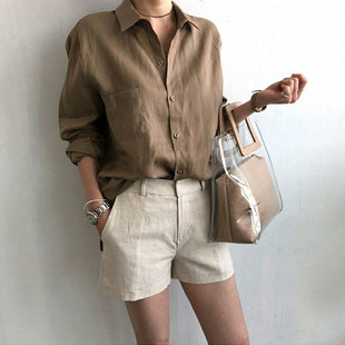 新款 女士外穿2021春夏韩版 港风宽松百搭上衣 衬衫 跨境外贸防晒长袖
