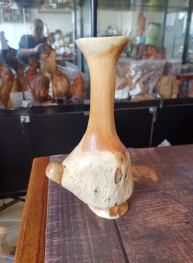 太行崖柏天然虎皮纹随型意境花瓶
