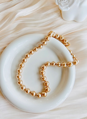 香槟色琉璃珍珠女中古款项链