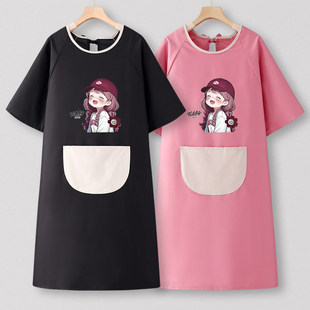 奶茶店围裙定制厨房家用半袖罩衣女新款上班男防水防油饭店工作服