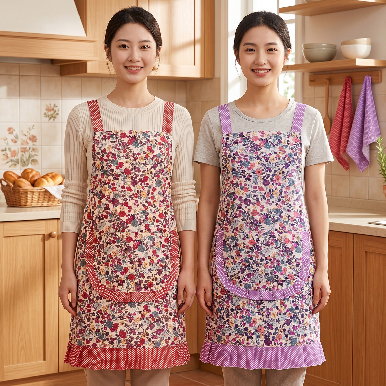 2026新款围裙厨房家用竹节棉透气工作服男女做饭餐饮专用夏季薄款