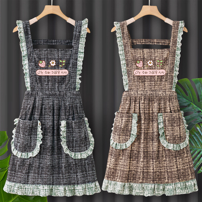 灯芯绒围裙厨房家用2025新款女式网红年轻做饭秋冬工作服上班专用