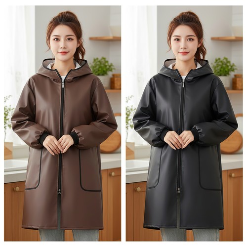 超市围裙定制厨房家用上班专用做饭工作服PU皮罩衣女新款防水防油