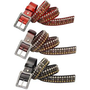 重工铆钉哥特暗黑风头层牛皮90S亚文化y2k朋克金属DND4DES皮腰带