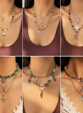 manjusaka新中式复古蜻蜓锆石项链，欧美街头风叠戴新风尚云朵