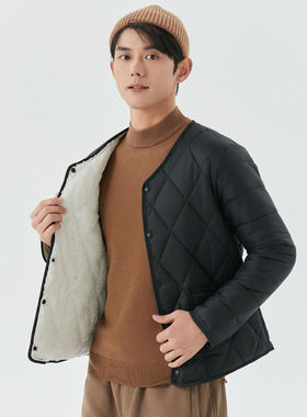 男士羊羔绒冬季爸爸装短款棉衣棉服加厚加绒内胆保暖上衣男2398