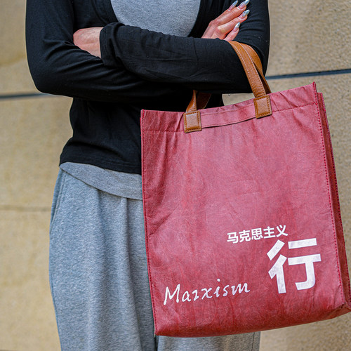 小众杜邦纸手提袋红色主题积极